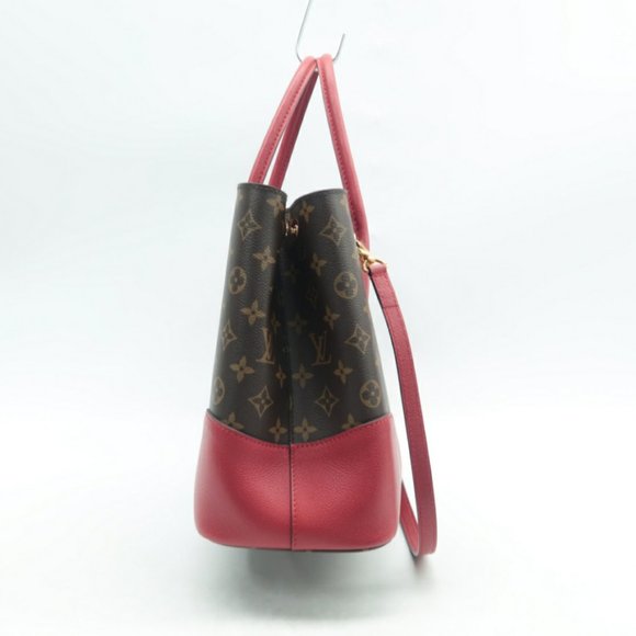 100% Authentic Louis Vuitton Flandrin Brown&Red Monogram Canvas Satchel  Bag - Picture 3 of 12